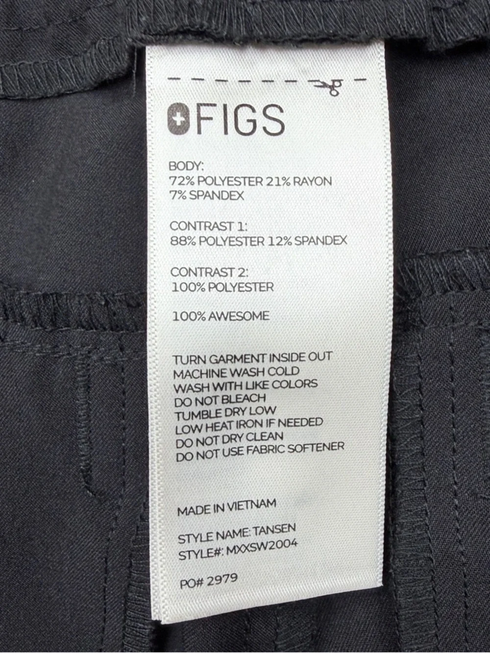 Figs Men's Black Jogger with White Drawstring